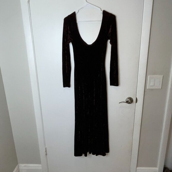 Betsey Johnson  Velvet Maxi Dress M Grunge VINTAGE VELOUR ONG BODYCO -WINE - Picture 5 of 9